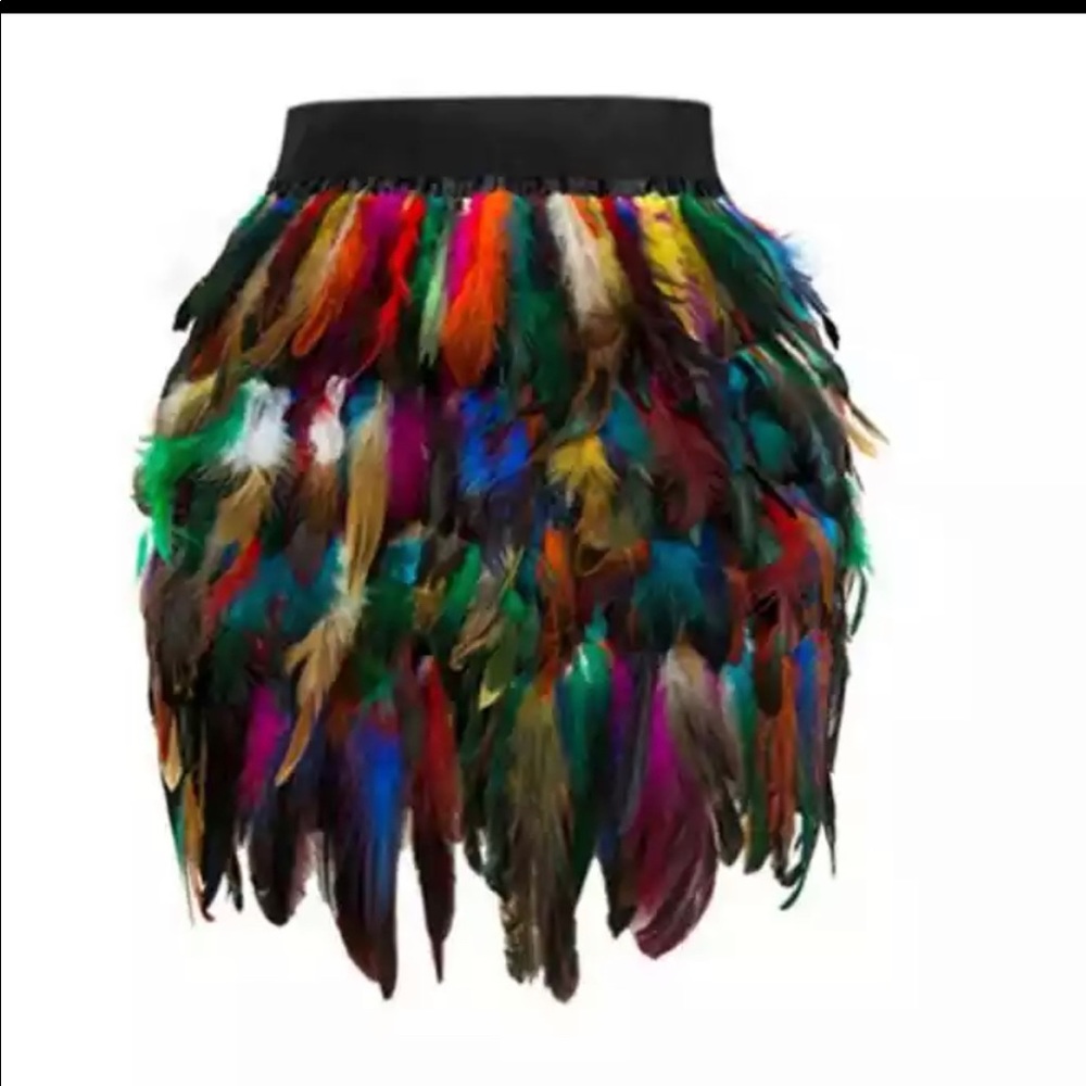 Feathers skirt multicolored feathers